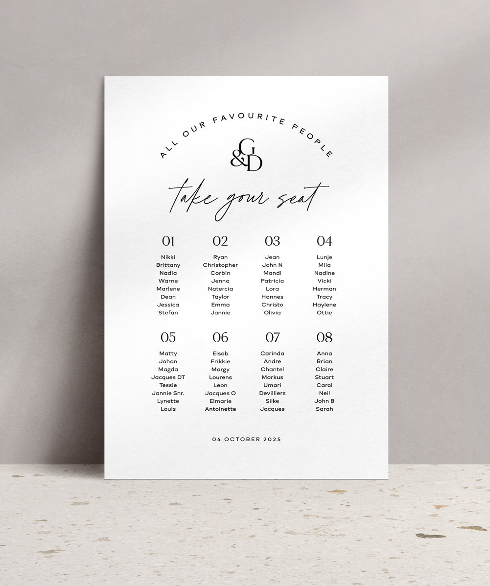 Classic Love Seating Plan Signage