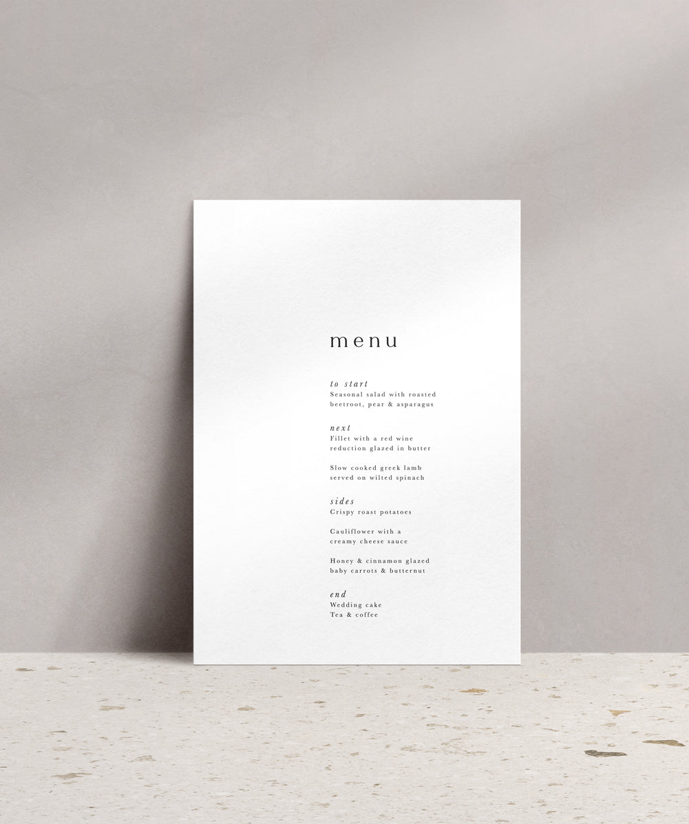 Classic Love Menu – Love Wildly Design Co.
