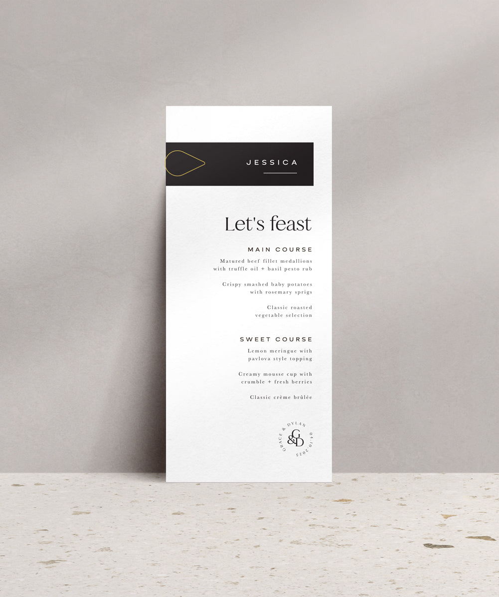 Semi-Custom Wedding & Event Menus & Name Card Combo - Classic Love