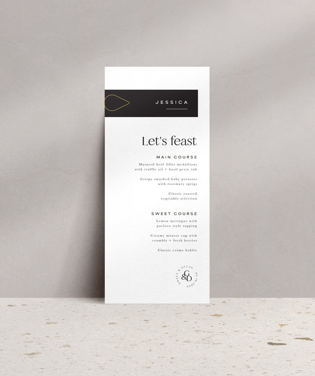 Semi-Custom Wedding & Event Menus & Name Card Combo - Classic Love