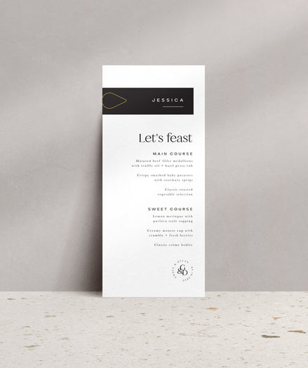 Semi-Custom Wedding & Event Menus & Name Card Combo - Classic Love