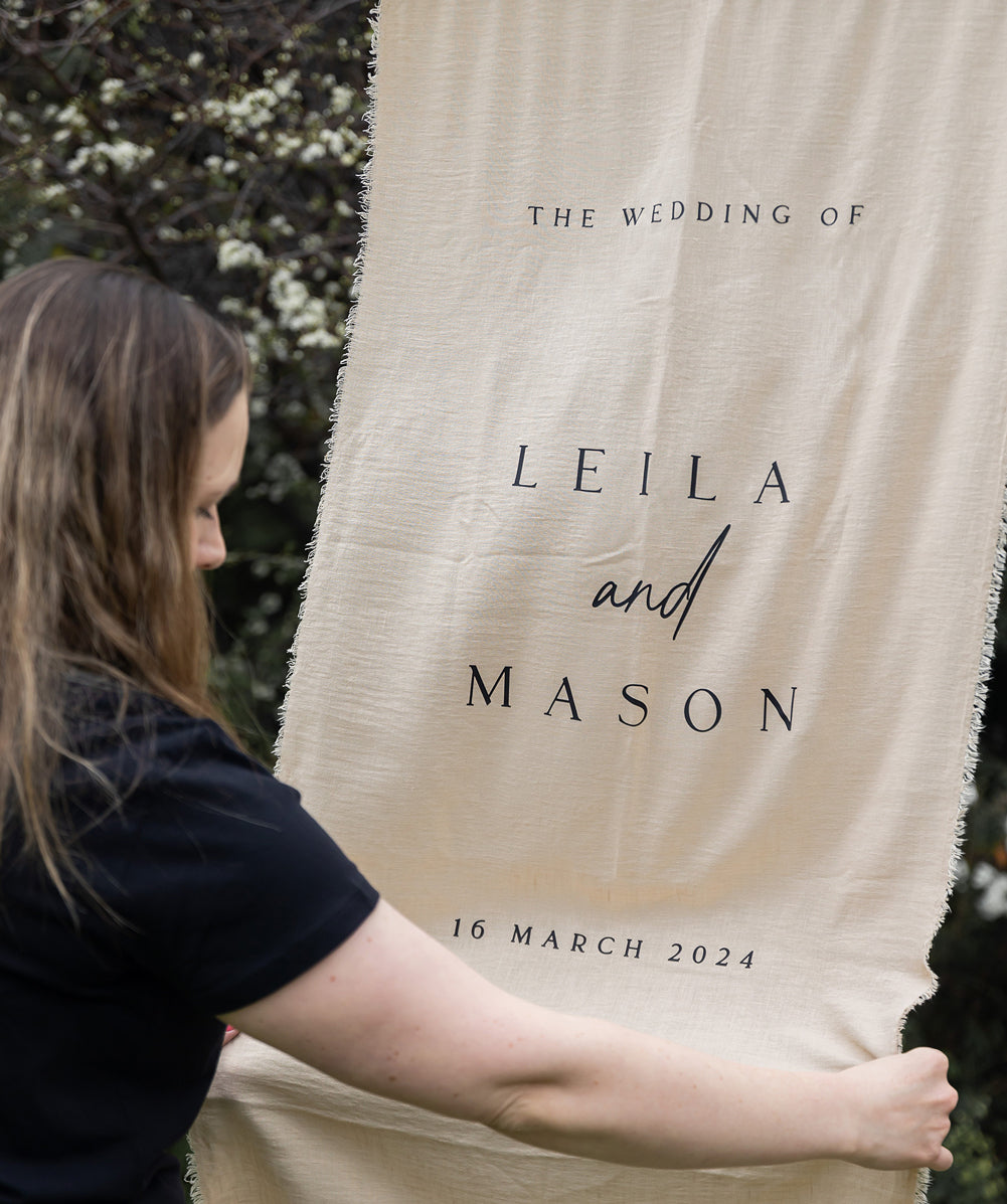 Elegant Linen Printed Welcome Sign – Perfect for Weddings & Special Events